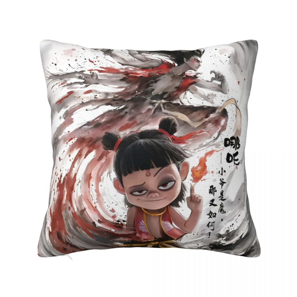 Nezha Birth Of The Demon Child Pillow Cases Ne Zha Cartoon Movie Cushion Covers Zippered Decor Pillowcover For Seat 40X40Cm