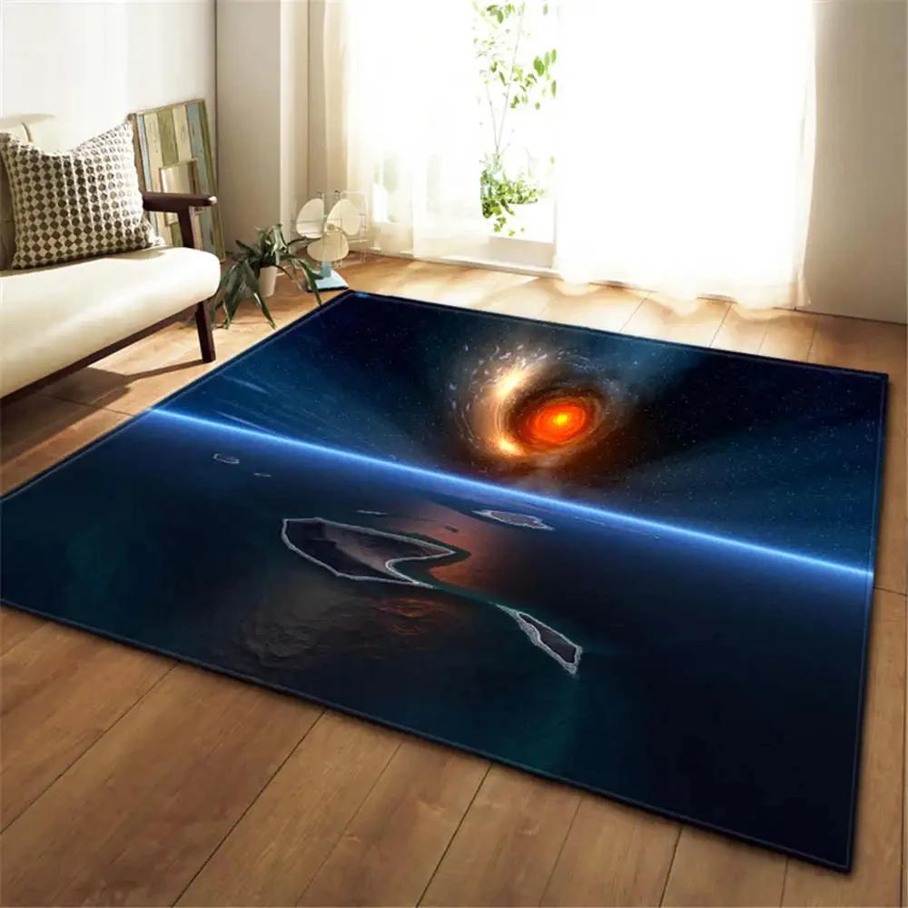 Universe Planet Living Room Rug Hallway Carpets Boys Kids Play Nebula Galaxy Bedroom Bedside Rug Kitchen Bathroom Floor Mat