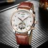 KINYUED J012 Automatische Uhren Herren Legierung Skelett Mechanische Freizeituhren Mode Lederarmband Uhren