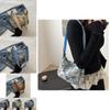 Stylish Casual Artistic Printed Crescent Bag In Deep Blue And Cream For Trendy Outings