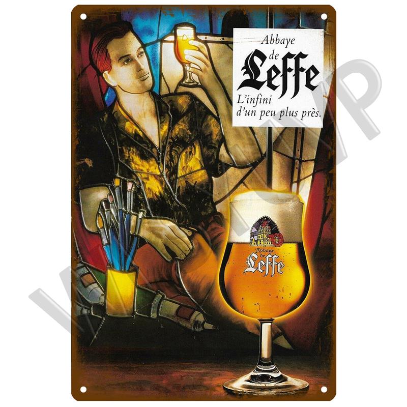 Leffe Retro Metal Sign Tin Sign Whisky Belgium Beer Plaque Metal Wall Decor Vintage Decor Poster Plates Man Cave Shabby Chic