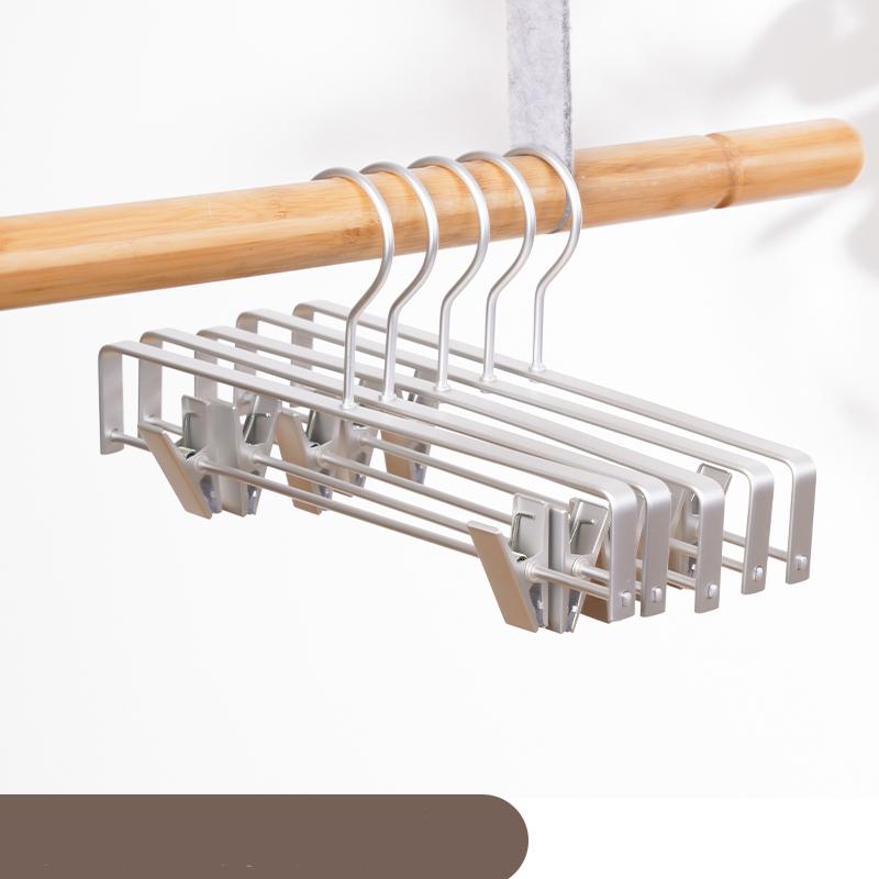 5pcs Anti-slip Trouser Hangers Clothes Hangers Metal Aluminum Alloy Traceless Dress Pants Drying Rack Wardrobe Storage Racks