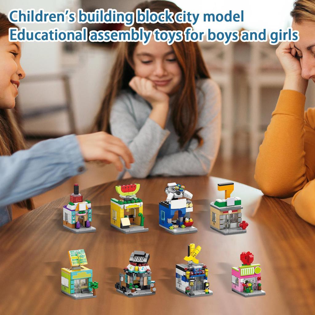 Children's Small  Street View Building , City Building Models Compatible With Puzzle Assembly, Boys' And Girls' Toys