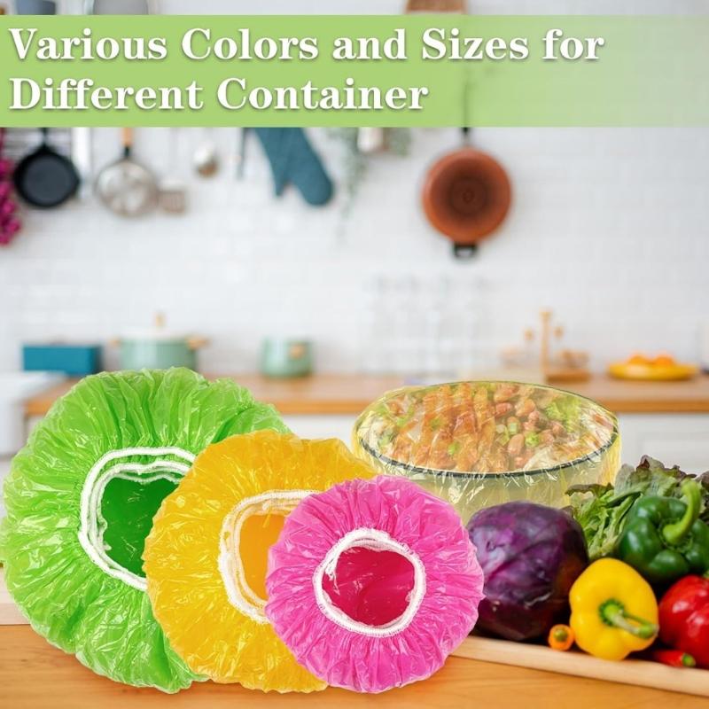 Disposable Stretch Food Covers for Bowls and Cups, Elastic Plastic Covers for Meal Preps, Table Service and Dust Guard