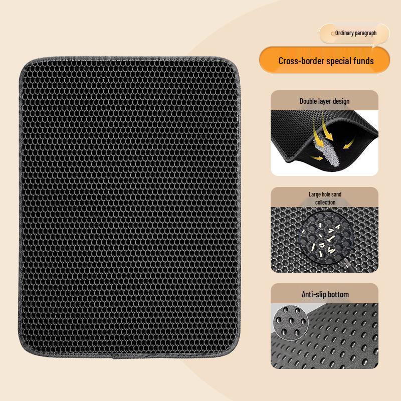 

XL EVA Двухслойный коврик для кошачьего туалета: Противоследящий, Защищающий от проливания, Износостойкий, Контролирующий песок коврик для питомца. Stock Double Layer Black 10MM