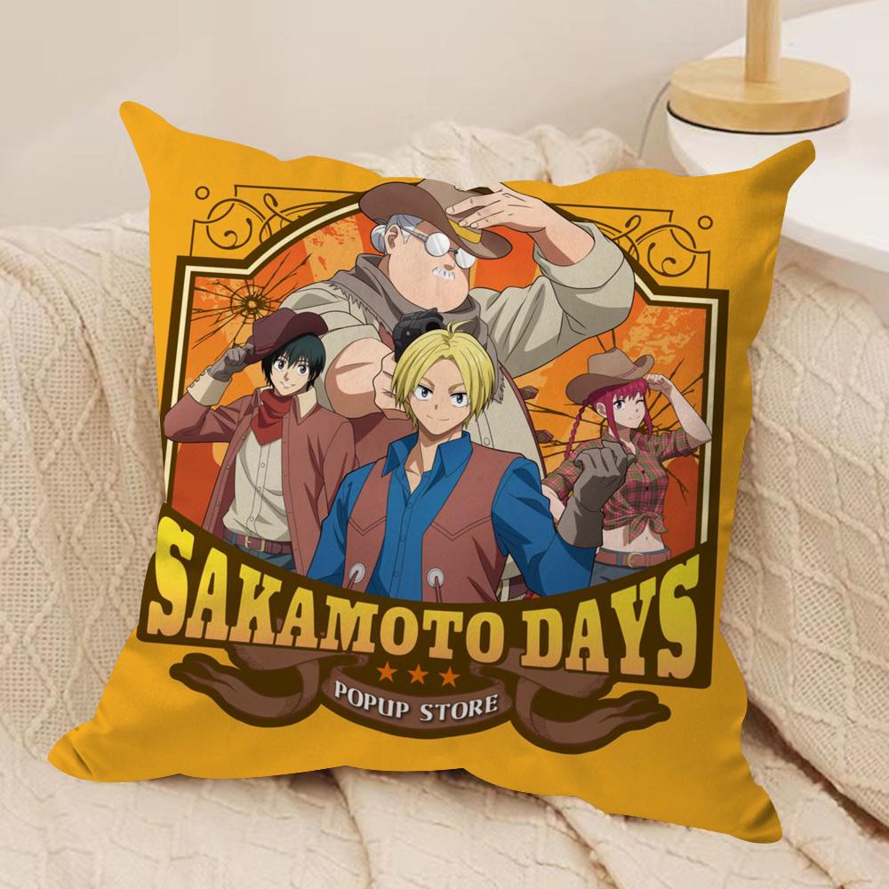 Anime S-Sakamoto Days Cushion Cover Soft Plush Double-Sided Pillow Cover Cozy Sofa Cushion Case Home Gift for Living Room