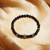 Antique Wrinkle Ball Point Black Cut Onyx Gemstone Bracelet (C2403AC1187_BK)