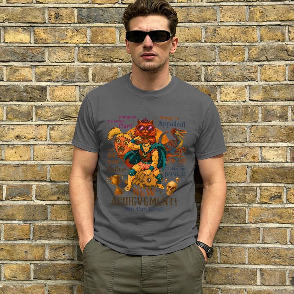 Dungeon Crawler Carl T Shirts for Unisex 100 Cotton Vintage TShirt O Neck Retro Bookish Tee Shirt Short Sleeve Tops Plus Size