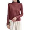 Women's Half Turtleneck Sweater Loose Slimming Long Sleeve Plaid Knitted Bottoming Shirt
