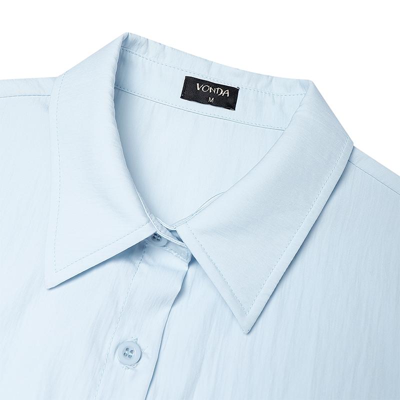 VONDA Damska Mini Sukienka Koszulowa Casual z Kołnierzykiem, Zapinana na Guziki, z Paskiem, Jednolita