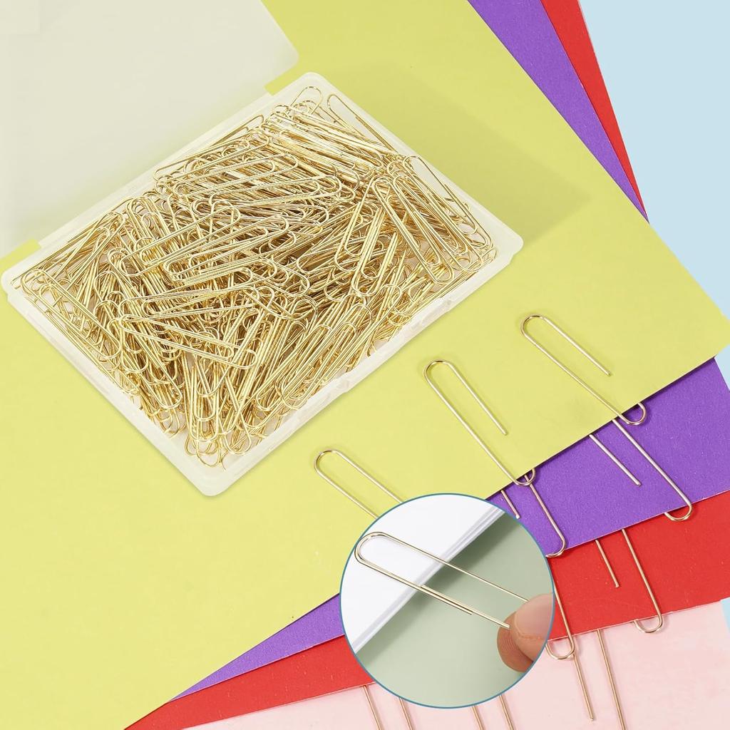 Jumbo Paper Clips, 200pcs 2 Inch Paper Clip, Large PaperClips, Stainless Steel, Paperclip for Paperwork Office School Home and Personal Use (Golden)