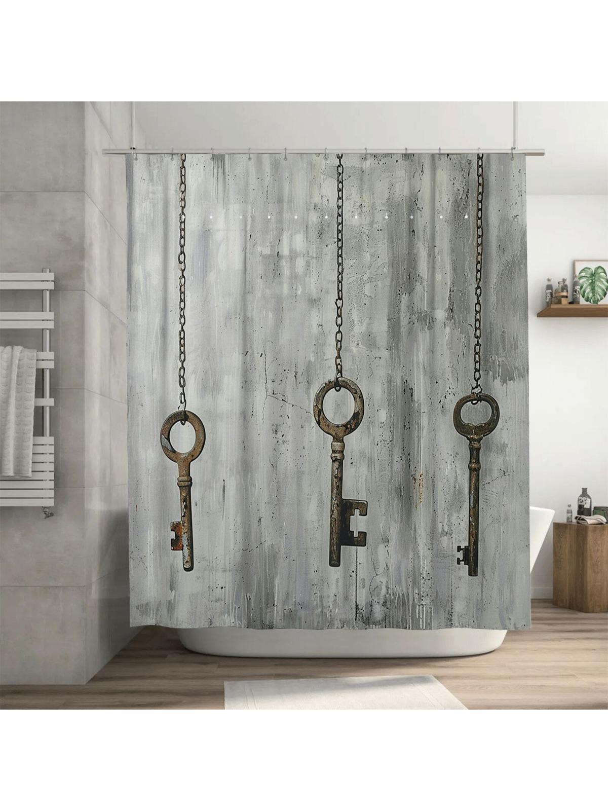

Vintage Keys Shower Curtain | Industrial And Rustic Bathroom Decor W60H190(CM)-1 Pcs