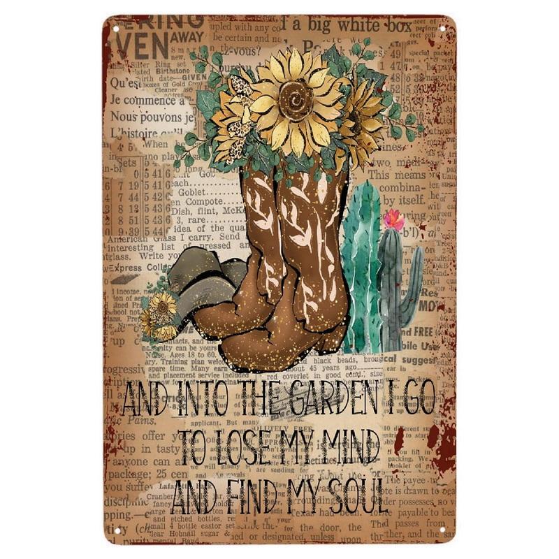 Metal Tin Sign Garden Beautiful Flowers Vintage Tin Sign Flower Lavender Metal Wall Panel Retro Art Decoration for Home Cafe Bar