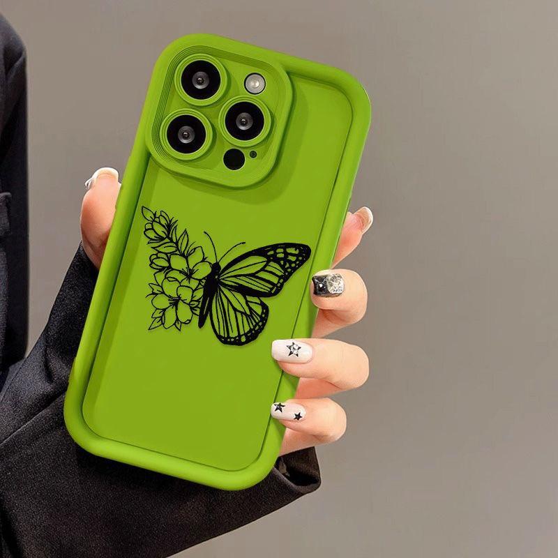 Flor Borboleta em Linha para Capa de Celular iPhone17ProMax 17 Apple 16 Fosco 14/15 Premium 13