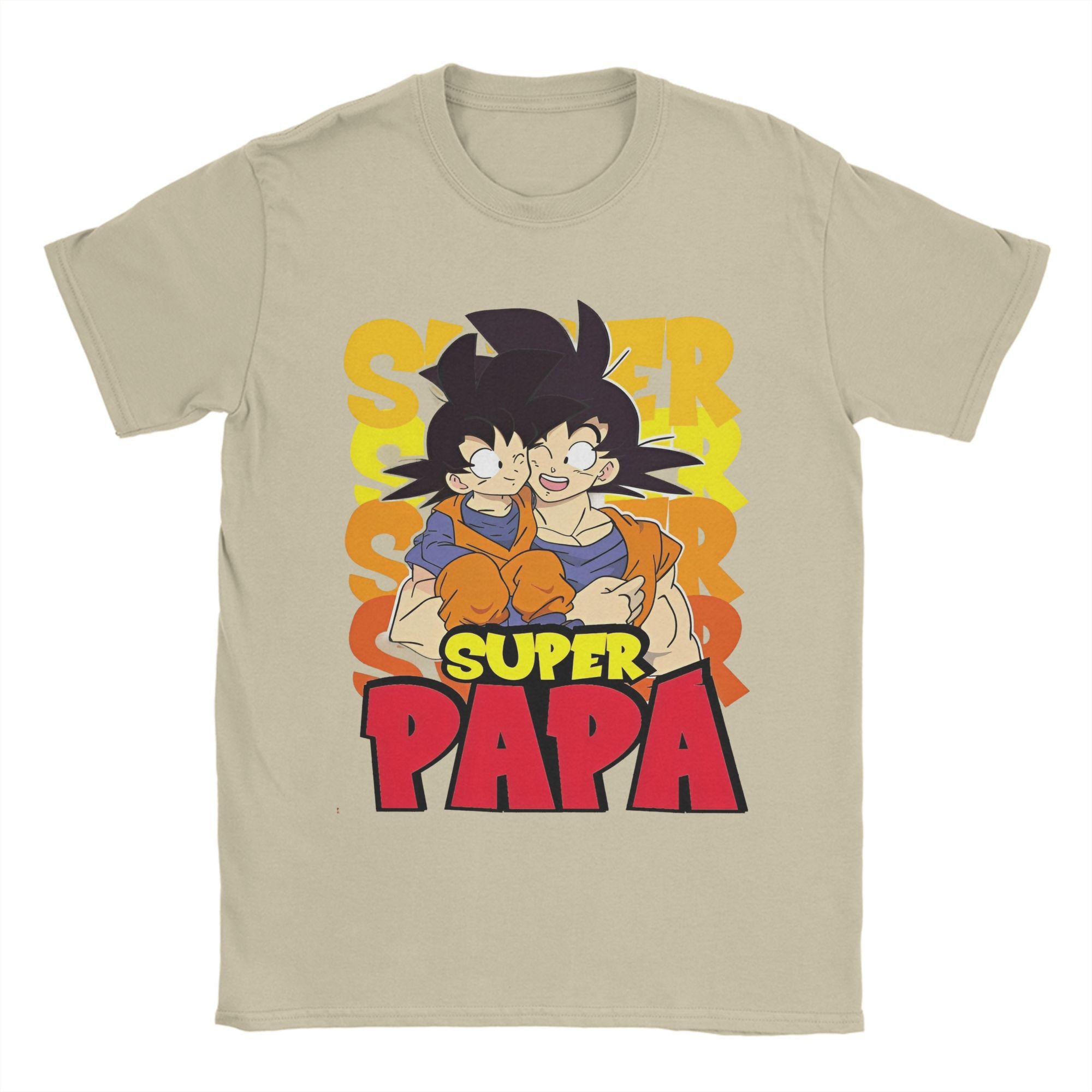 GUOYAN TOP Dragon Ball Vaderdag T-shirts Super Saiyan Papa Humor Puur Katoen T-shirt Ronde Hals Korte Mouw T-shirts Kleding Tops M