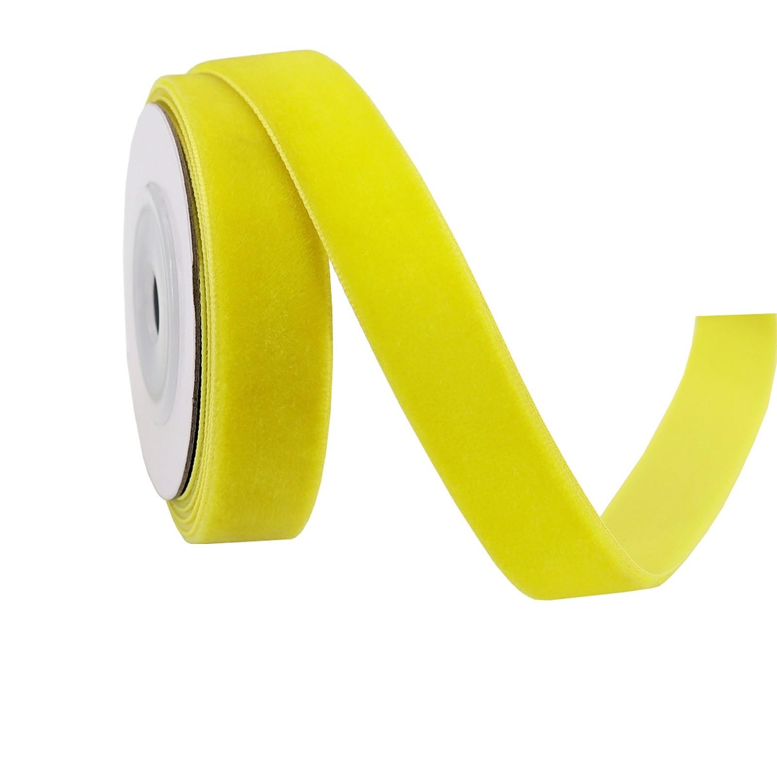 Бархатная лента Односторонняя неэластичная флокированная лента Бархатная лента Лента для подарочной упаковки 1 жёлтый