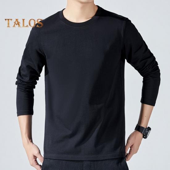 Menn Sport Topp Løs Ren Farge Rundhals Bunn Klær Langermet Hjemmeklær Gym Løping Basketball T-skjorte