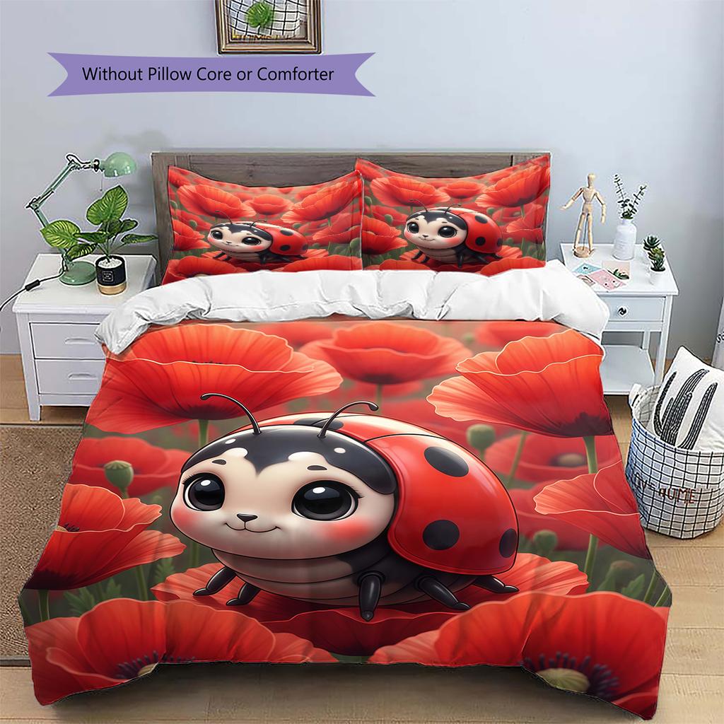 Pościel z wzorem kreskówkowym Zestaw kołdry Poszewka na kołdrę Poszewka na poduszkę Dekoracja domu Prezent urodzinowy (1 * poszwa na kołdrę + 2 * poszewki na poduszki, bez rdzenia)