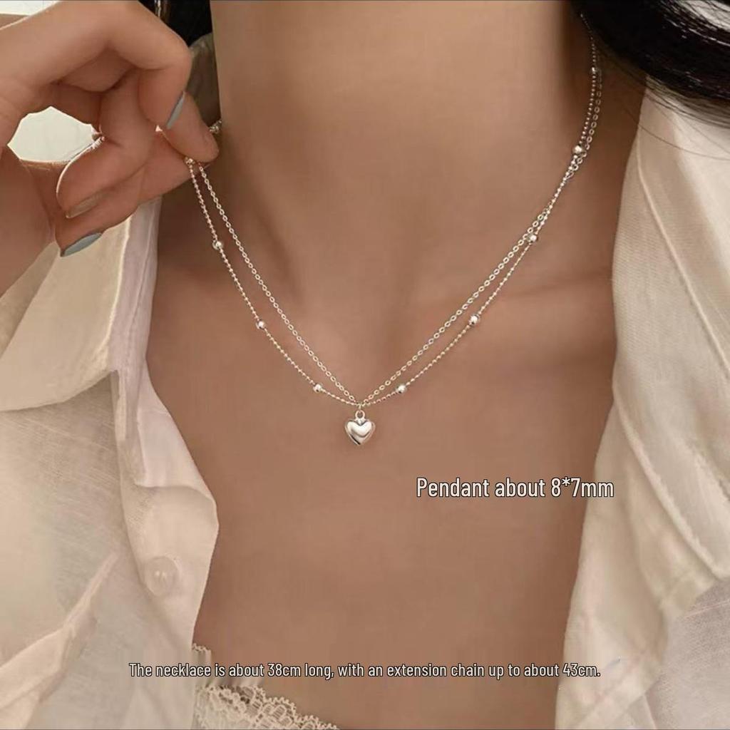925 Sterling Silver Double Heart Necklace - Women's Luxury Choker for 2025