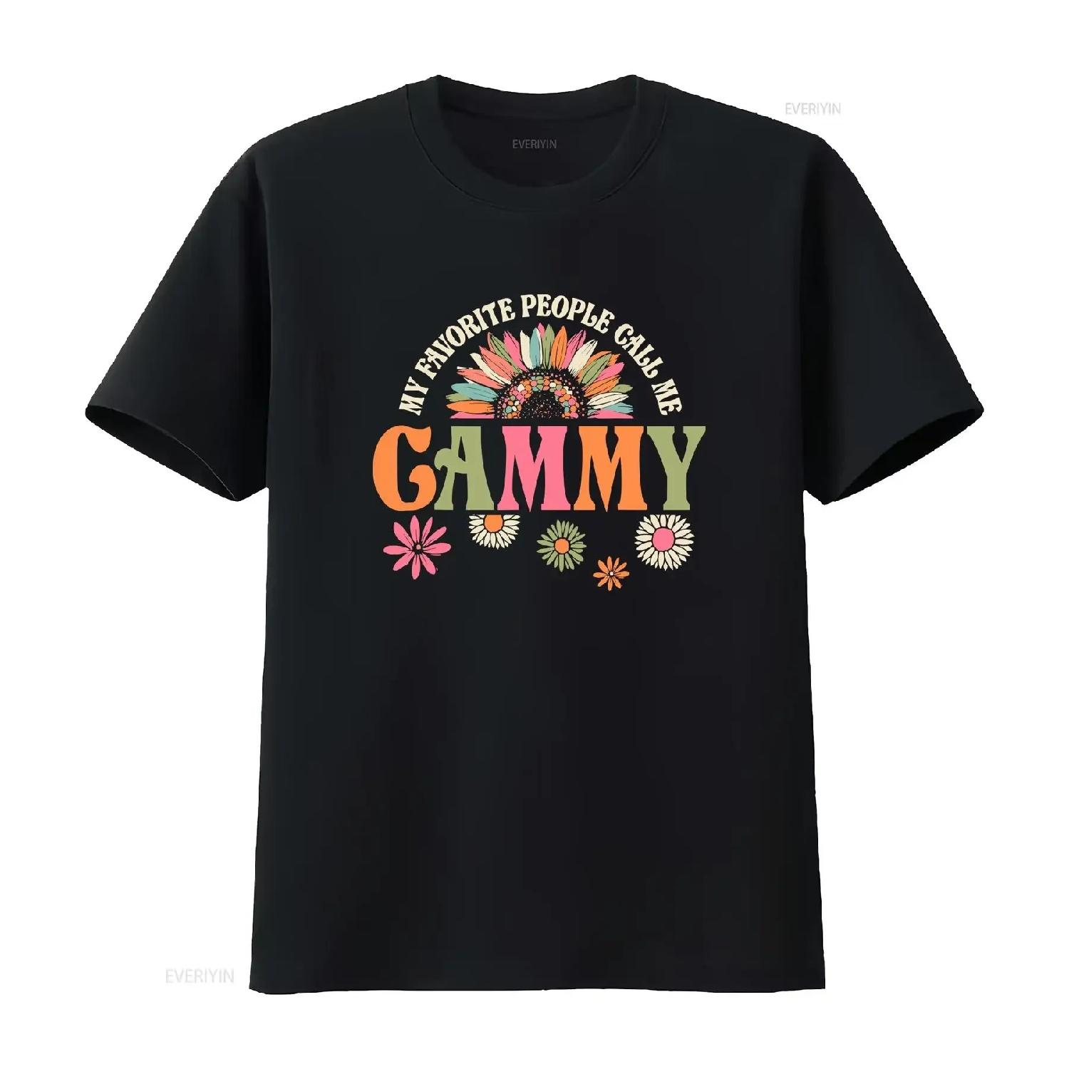 

My Favorite People Call Me Gammy Funny Retro Floral T Shirt vintage Washed Top For Everyday Wear Comfortable Slightly graphic S чёрный