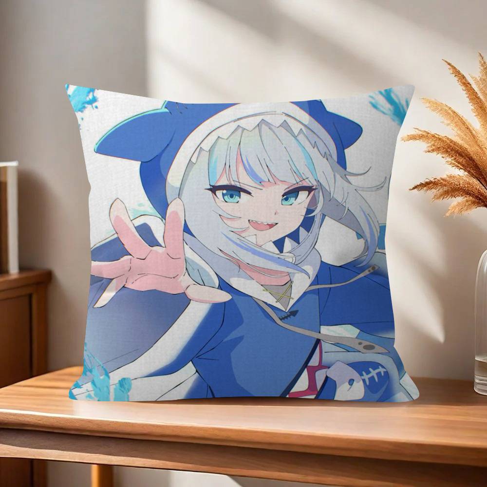 Anime Gawr cute Gura  Pillow Anime Pillow Sofa Bed Head Pillow Cover Cushion Cover Fashion