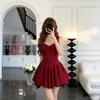 French Daughter Wind Sleeveless Vest Dress Women's Summer Red Waist Socialite Birthday Dress Princess Skirt