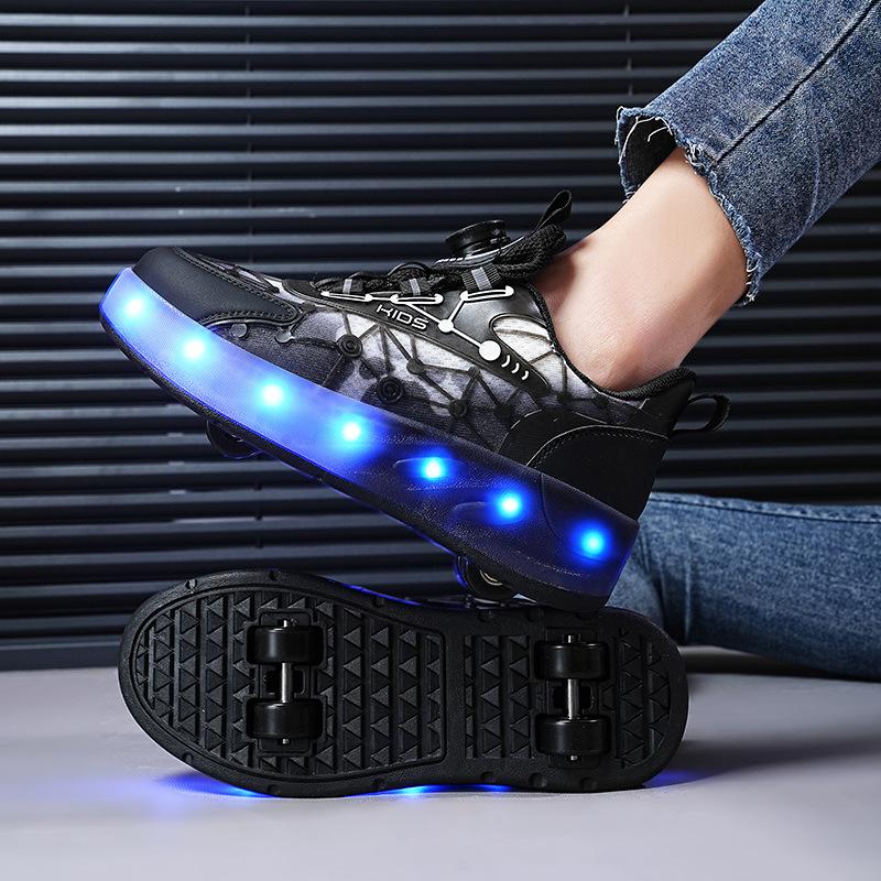 Laufende Schuhe Vierräder Ohne Lichter Studentenversion 6-15 Jahre Alte Jungen Verformbare Sportschuhe Mädchen Hochwertige Rollschuhe Winter