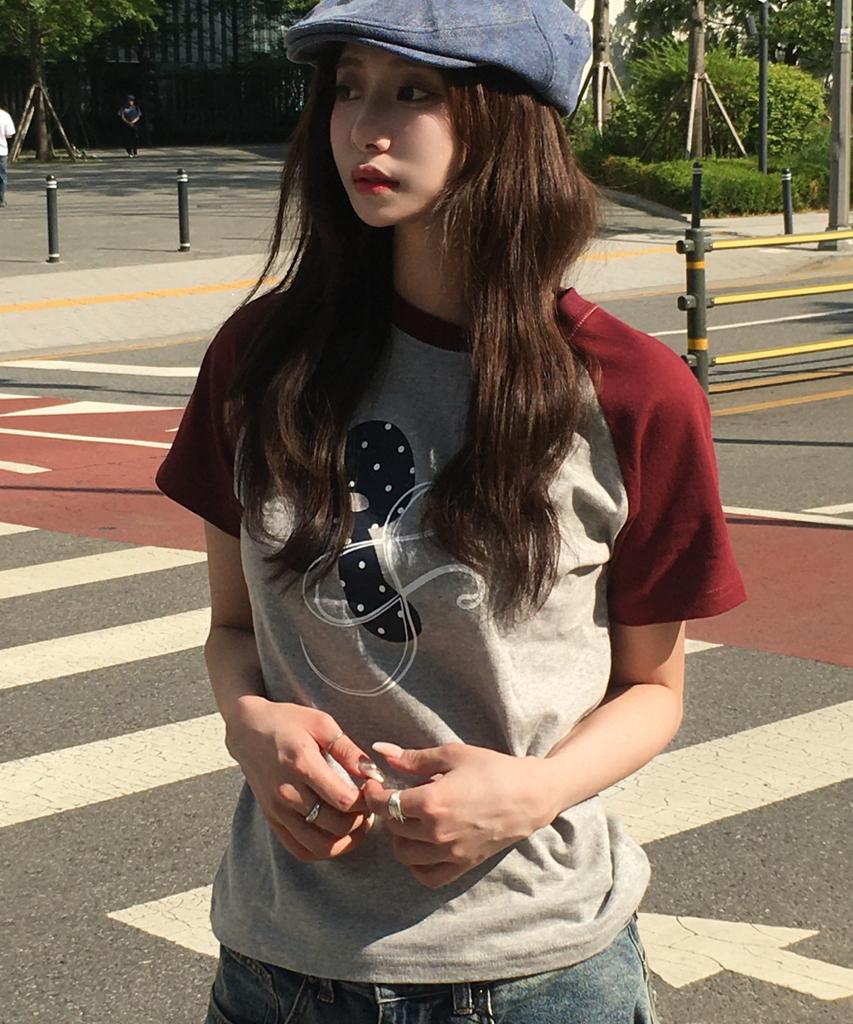 Loginaenloji Rnr Dot Point Ragian T-Shirt Gray-Wine