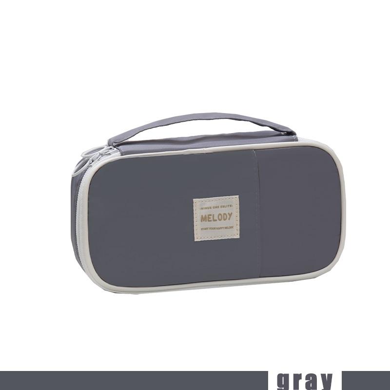 Simple Design Pencil Bag Pen Case Macaron Color Multi Mesh Pocket Slot Handle Storage Pouch for Stationery School