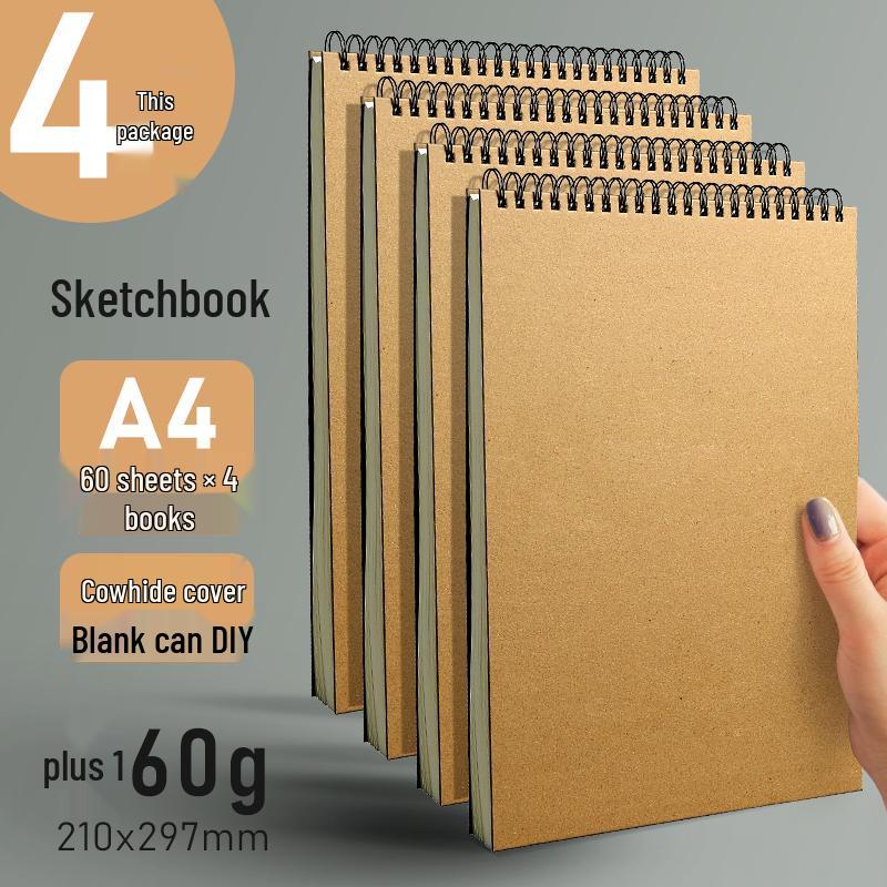 A4 Hardcover Spiralgebunden Verdicktes Skizzenbuch - Zeichenbuch für Kunststudenten mit losen Blättern 8K für die Grundschule.