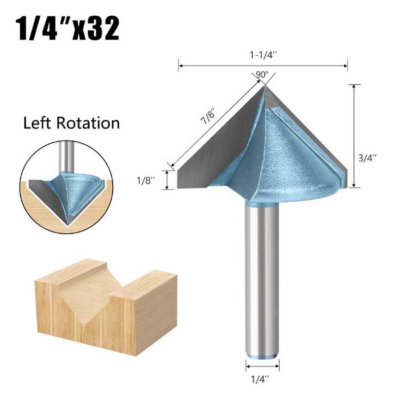 

6 мм 1/4 дюйма, хвостовик, левый и правый, 90 градусов, V-образный паз, шаблон, фреза fresas para router madera fresas para tupia de madeira 6.35mm shank NO1 синий