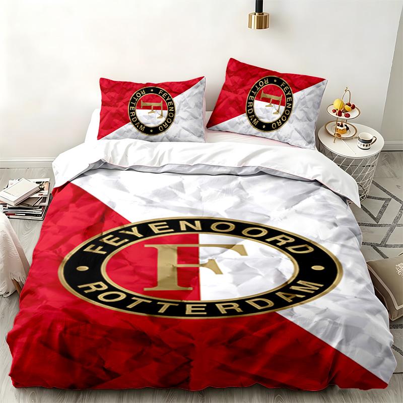 Feyenoord Rotterdam Set de 3 piezas Perfecto para uso en el dormitorio Cómodo juego de cama incluye una funda nórdica y dos fundas de almohada Ideal regalo de cumpleaños o Navidad