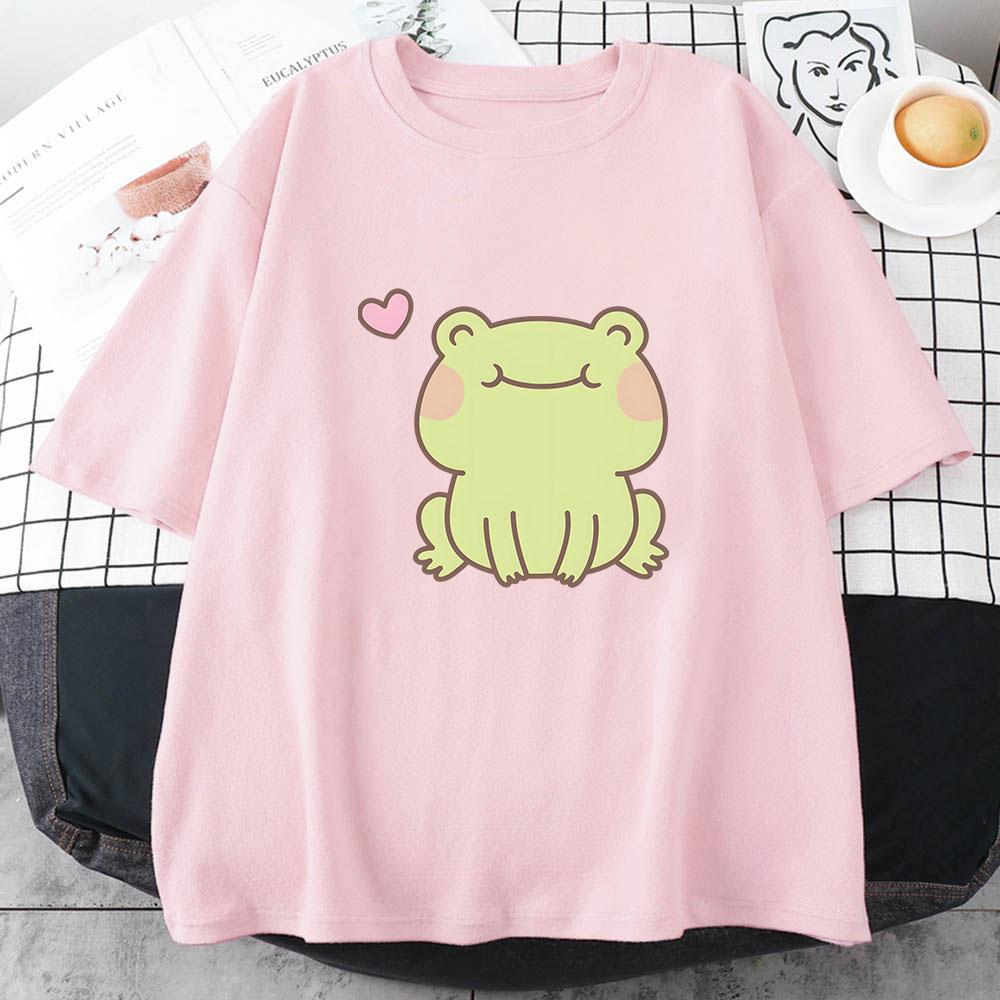 Frog Tshirts Summer Original Print Japanese Anime Cartoon Harajuku Shortsleeved Unisex Women Trendy Unisexga Couples Clothing cute