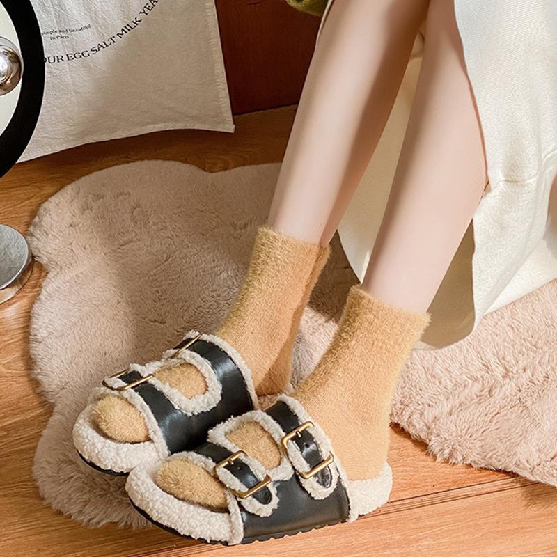 Fleece Lined Thickened Mink Velvet Socks With Soft Fluffy Feel And Warm Retention Perfect For Cold Winter Home Use