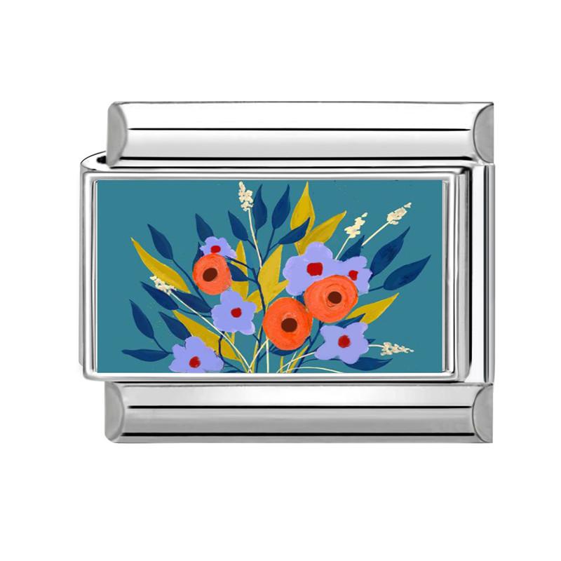 New Brilliant Colorful Flower Butterfly Series Italian Charm Links Fit 9mm Stainless Steel Bracelet Women Men DIY Making Jewelry