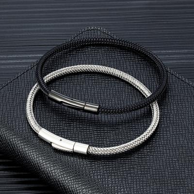 Pulsera de cuerda de acero de estilo punk sencillo para hombre, pulsera clásica con dije para hombre, regalos para hombres CLE