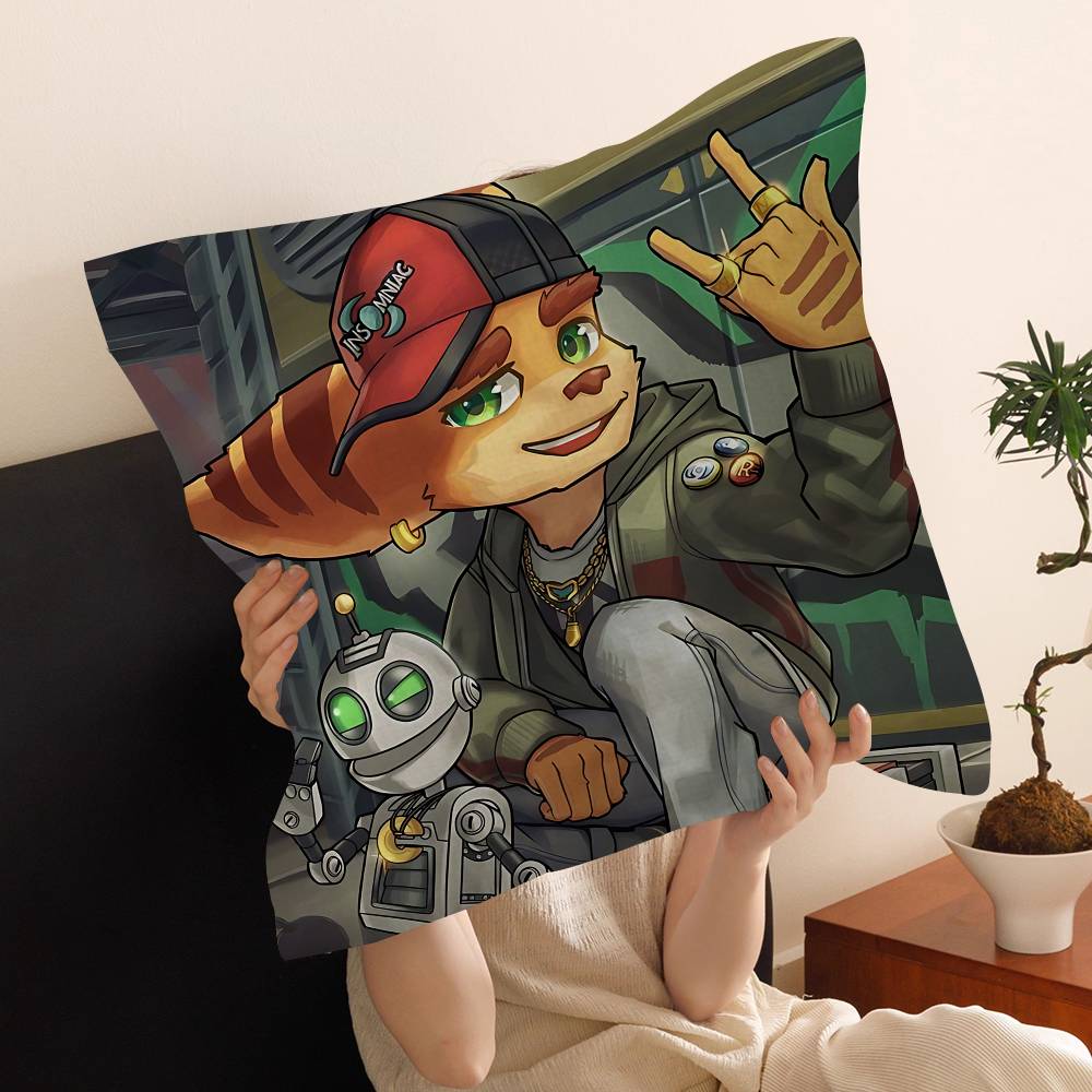 Ratchet N Clank Cartoon Fan Art Personalized Pillow Cover Kids Bedroom Wild Party Decor Pillowcase Kid Birthday Shower Gift