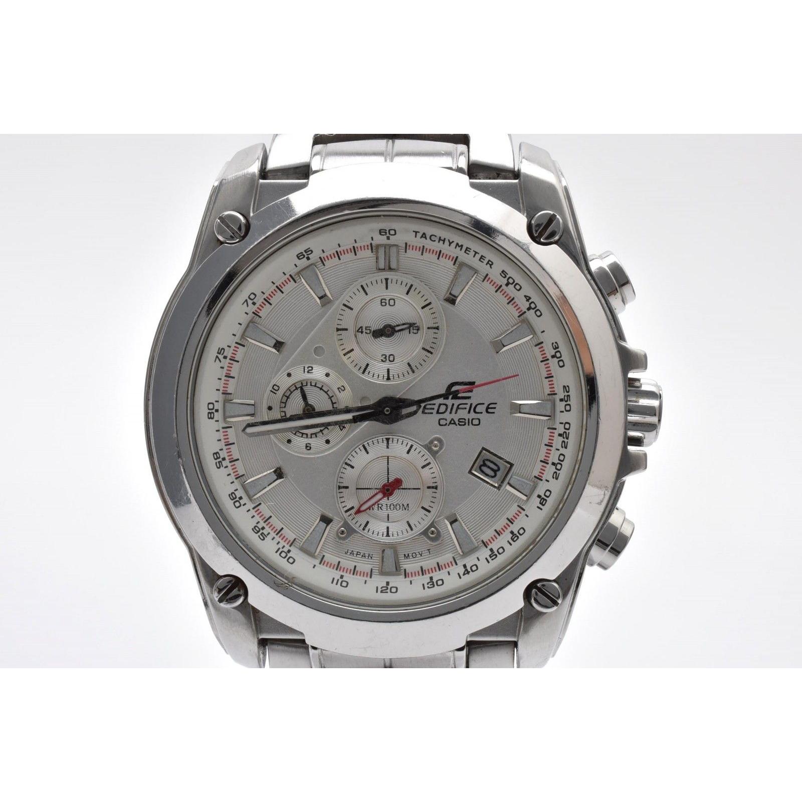 Casio EDIFICE EF-524 Chronograph Men s Watch Silver Dial Stainless Steel Quartz Sports Watch 43mm