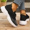 fashion Pink Knitting Platform Sneakers for Women 2024 Spring Mesh Breathable Sports Shoes Woman Non Slip Thick Sole Running Sneakers