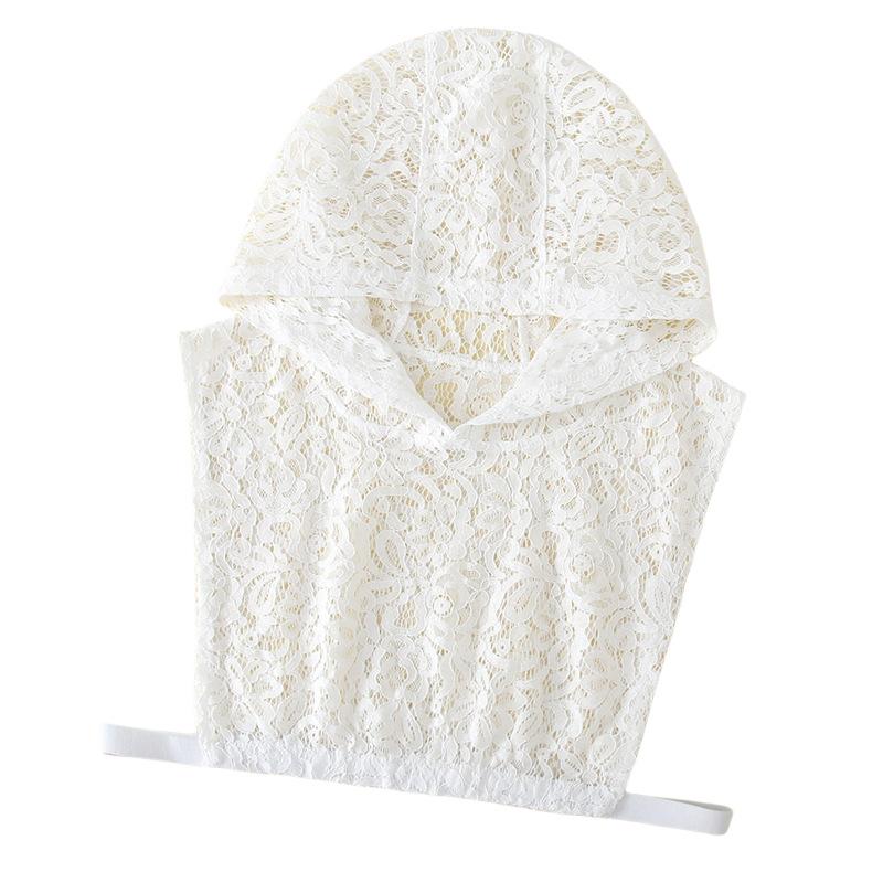 White Lace Versatile Fake Collar Women'S Sweater With Hat Fashion Hollow Shirt Base Decoration Fake Collar