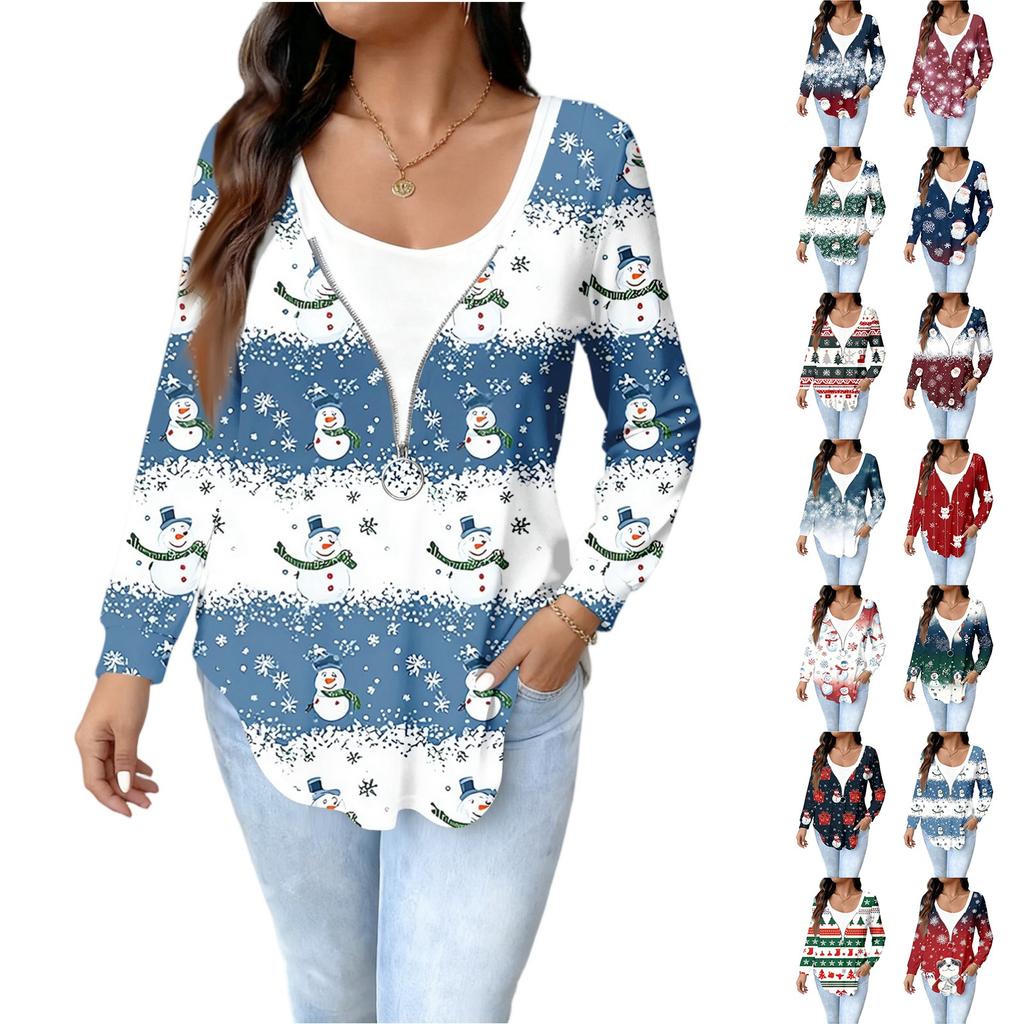 Women's Fashionable Casual Long Sleeved Loose Oversized Printed Top