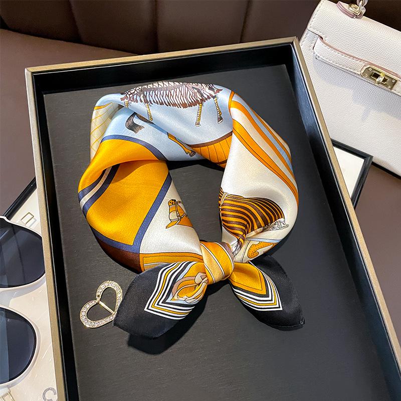 

Шелковый платок Junma - 100% шелк тутового шелкопряда, весенне-осенний принт, универсальный квадратный дизайн 53x53cm