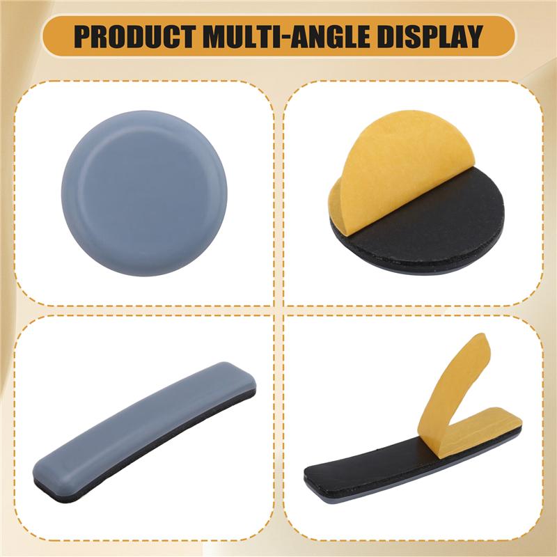 ABGR-16 Pcs Furniture Glides PTFE Sliders Self-Adhesive Furniture Glides Set Round Square For Furniture Easy Movers