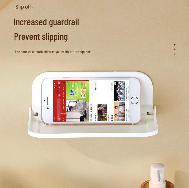 Wall-Mounted Foldable Storage Rack for Phones and Clothes in Bathroom