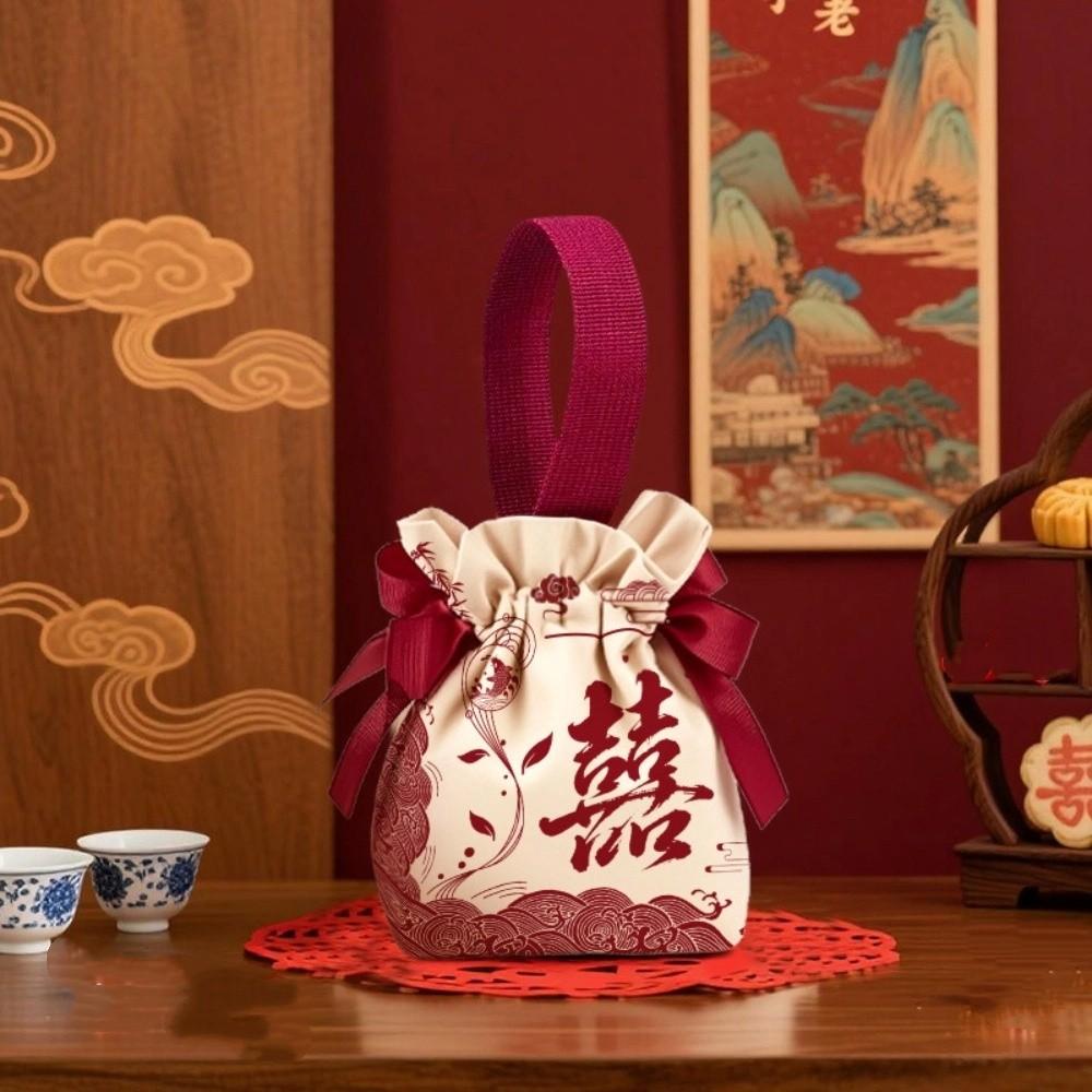 Trekkoord Nieuwjaar Cadeauzak Canvas Chinese Stijl Handtas Sieraden Bruiloft Snoepzak Verjaardag