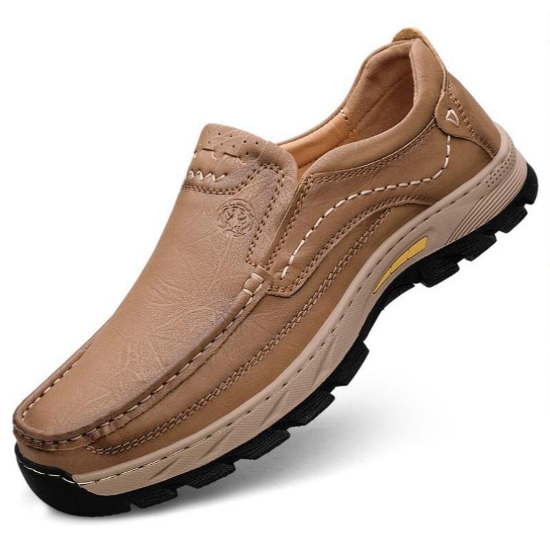 Autumn handmade shoes rubber sole thick bottom breathable casual leather shoes men's Loafers classic hand-stitched men's shoes