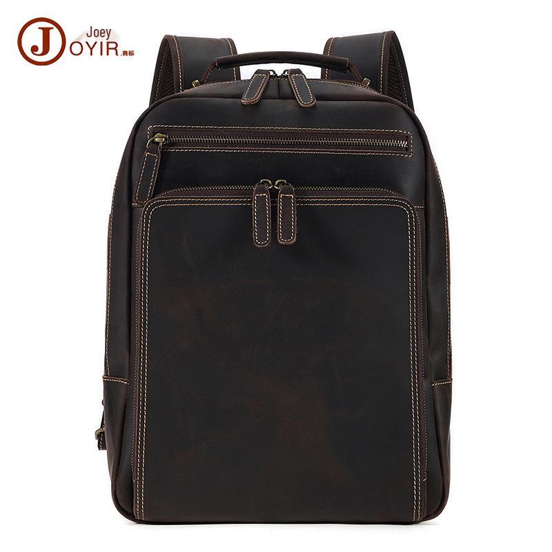 

DUJIANG Мужской рюкзак из натуральной кожи - Деловой кэжуал стиль Crazy Horse