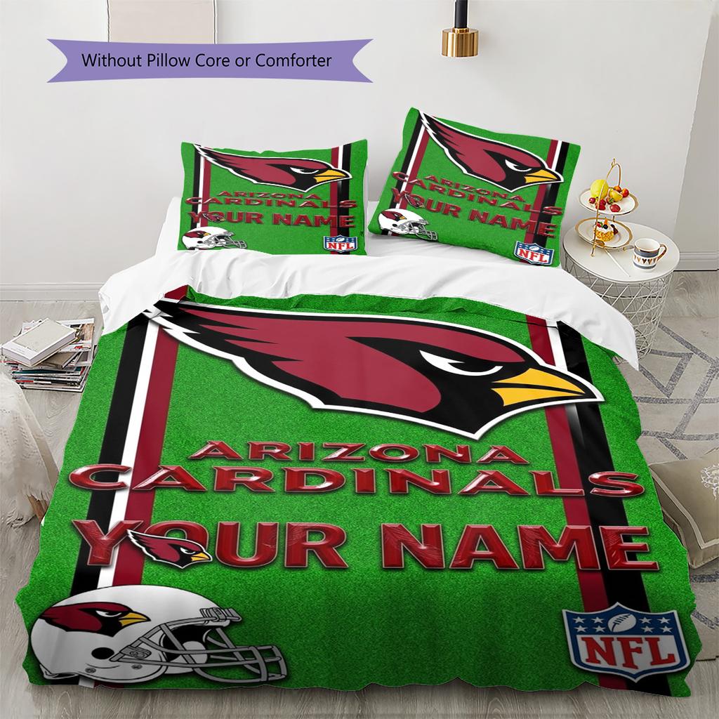 Name Custom Arizona Cardinals Pattern Bedding Set Quilt Cover Pillowcase Home Decor Gift (1 * duvet cover + 2 * pillowcase, without core)