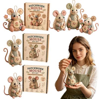 Patchwork Mouse DIY Sewing Kit Fabric Craft Kit for Handmade Mouse Ornament with PreCut Materials and Instructions