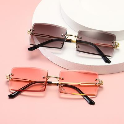Frameless European and American Style Women's Small Square Frame Gradient Sunglasses